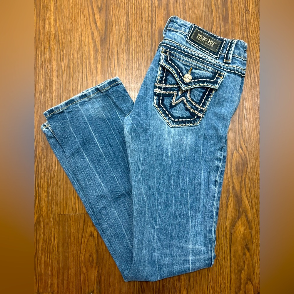 Miss Me Blue Embroidered Flare Jeans